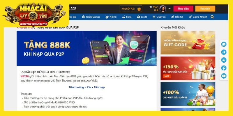 Net88 là nhà cái tặng tiền được nhiều người chơi lựa chọn